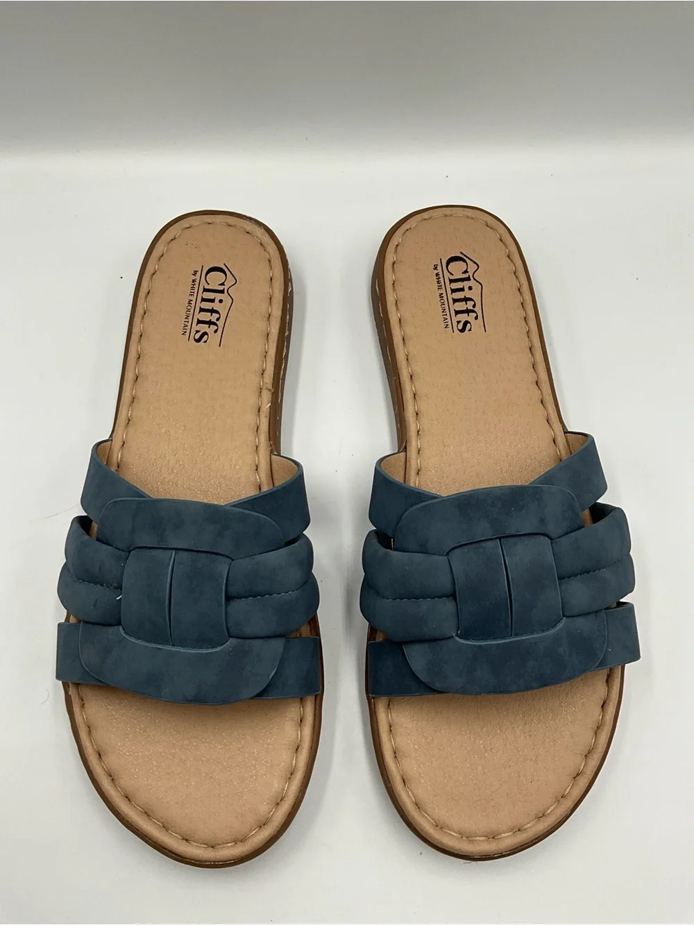 Cliffs White Mountain Sandals Size 9.5 Blue Braided Slide Sandals